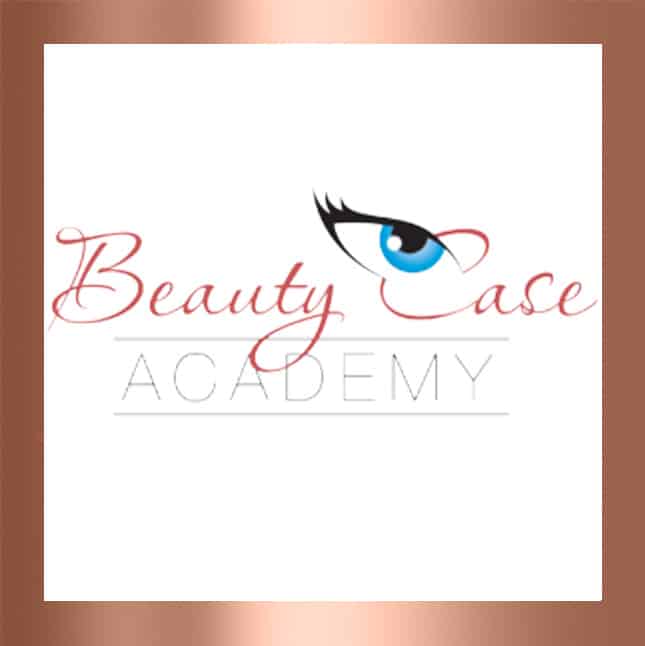 Elegant logo with an eye and cursive text for Beauty Case Academy.